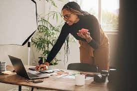 Woman working hard at her own business